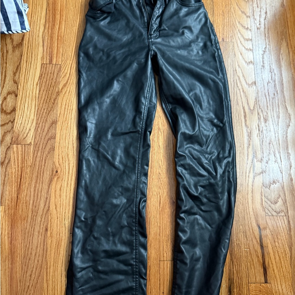 Abercrombie & Fitch Black Vegan Leather Pants, 26 short